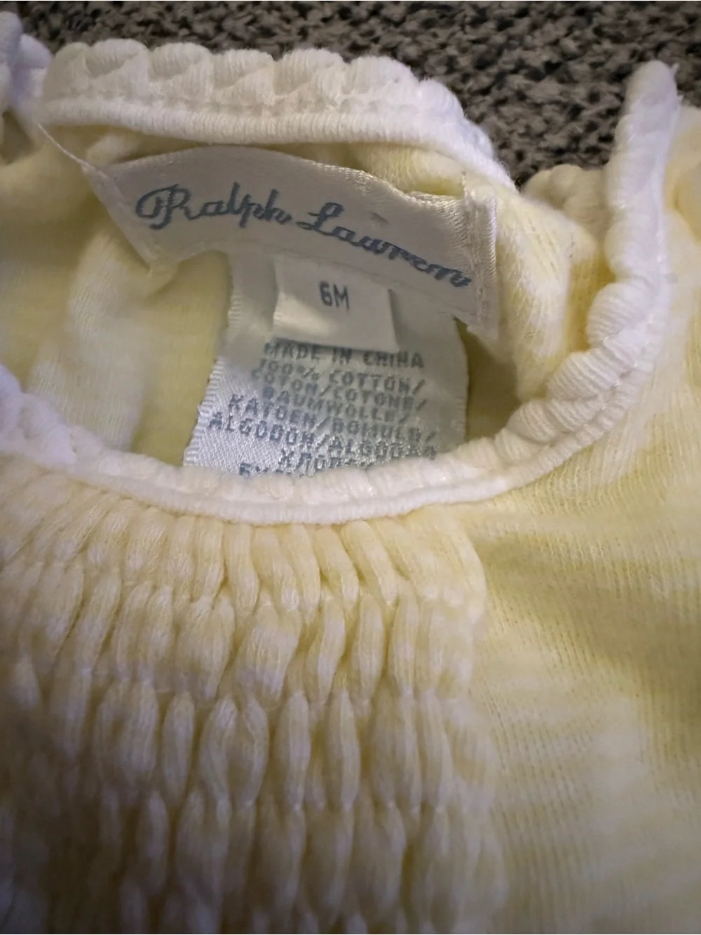 Ralph Lauren Pale Yellow Smocked Infant Romper